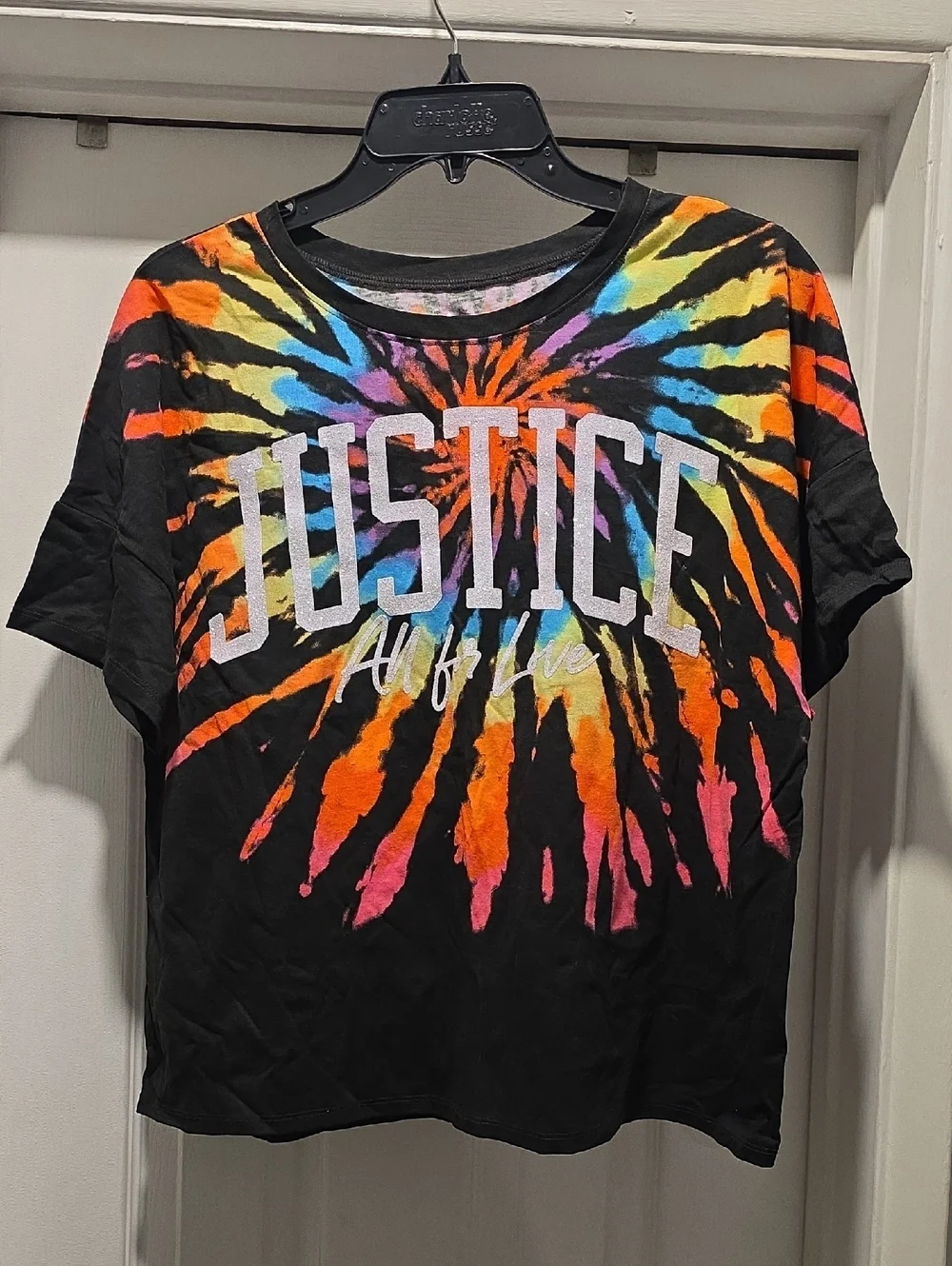 Justice Black Tie-Dye Burst Short Sleeve Tee